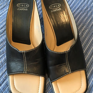 Joan & David Circa Black Leather Mules